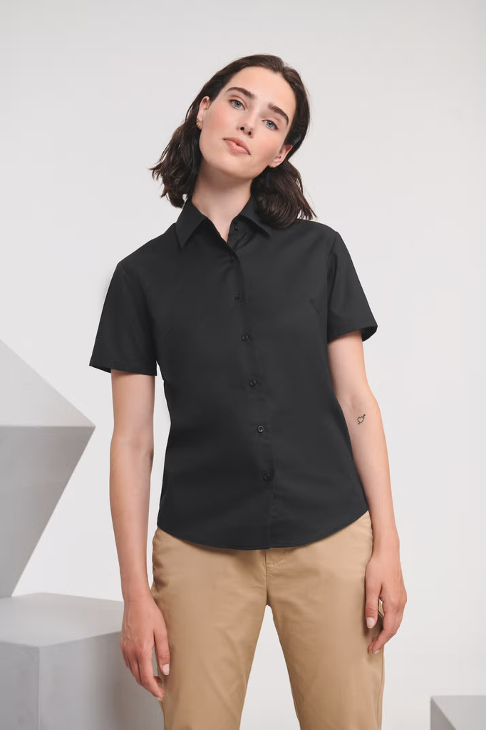 Short Sleeve Russell Ladies Cotton Shirt